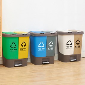 G2470 Environmental popular 2 classification plastic waste bin with pedal