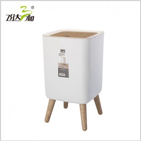 TG3760 Square high-foot wood grain trash can 10L